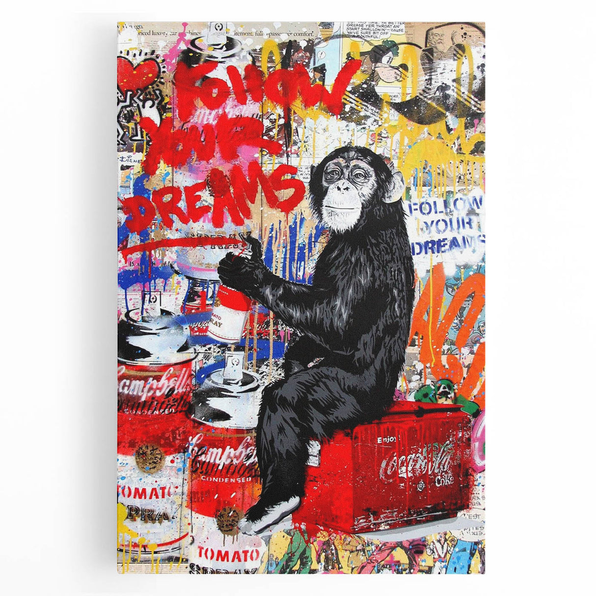Vibrant Pop Art Wall Art – Colorful Follow Your Dreams Canvas