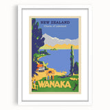 Retro New Zealand Wanaka Poster – Vintage Lakeland Travel Print