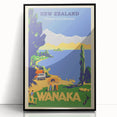 Retro New Zealand Wanaka Poster – Vintage Lakeland Travel Print