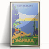 Retro New Zealand Wanaka Poster – Vintage Lakeland Travel Print