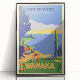Retro New Zealand Wanaka Poster – Vintage Lakeland Travel Print