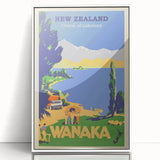 Retro New Zealand Wanaka Poster – Vintage Lakeland Travel Print