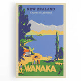 Retro New Zealand Wanaka Poster – Vintage Lakeland Travel Print