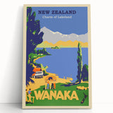 Retro New Zealand Wanaka Poster – Vintage Lakeland Travel Print