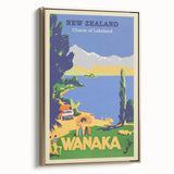 Retro New Zealand Wanaka Poster – Vintage Lakeland Travel Print