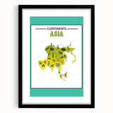 Kids Educational Wall Art – Asia Continent Map Learning Print