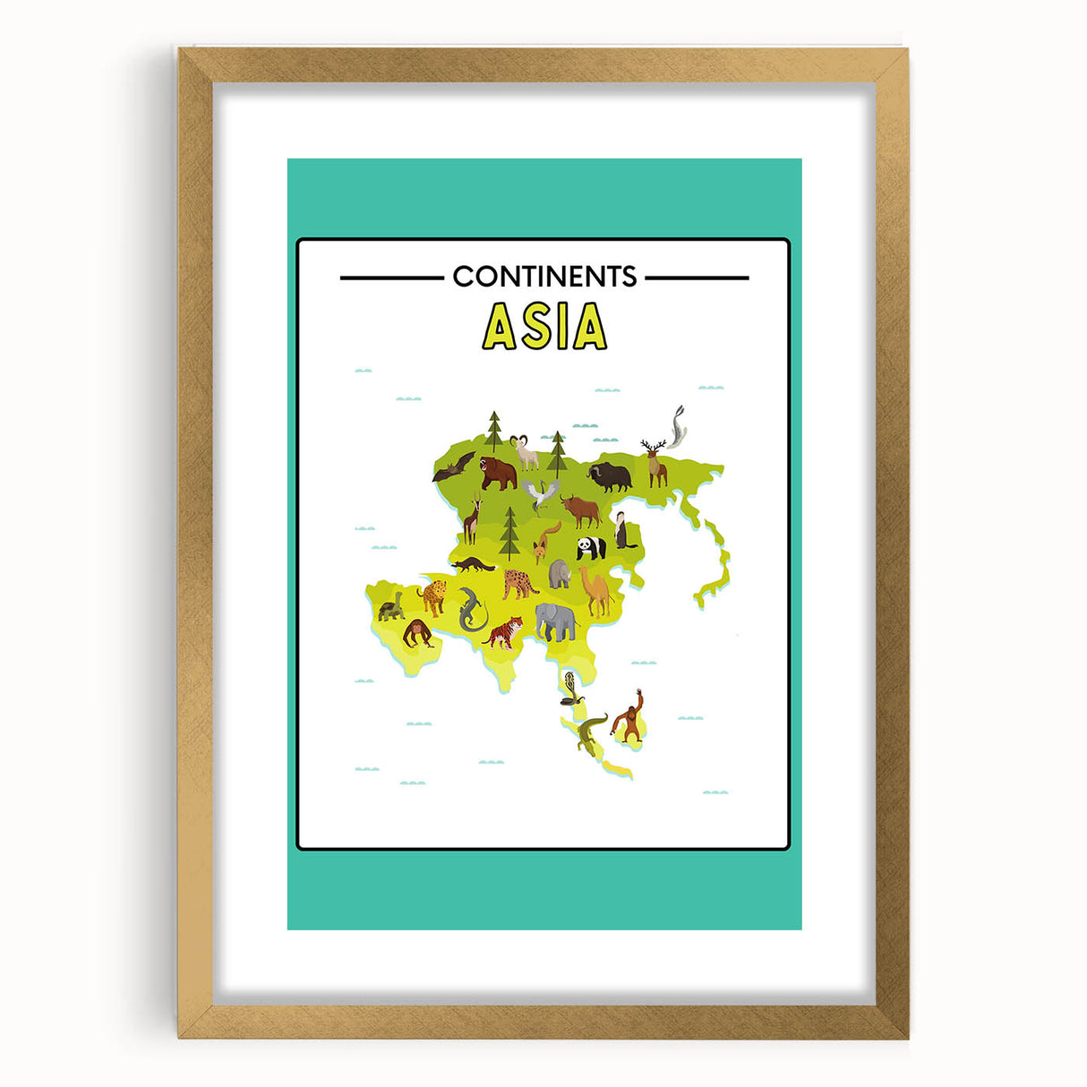 Kids Educational Wall Art – Asia Continent Map Learning Print
