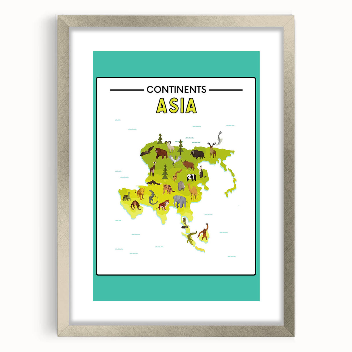 Kids Educational Wall Art – Asia Continent Map Learning Print