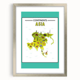 Kids Educational Wall Art – Asia Continent Map Learning Print