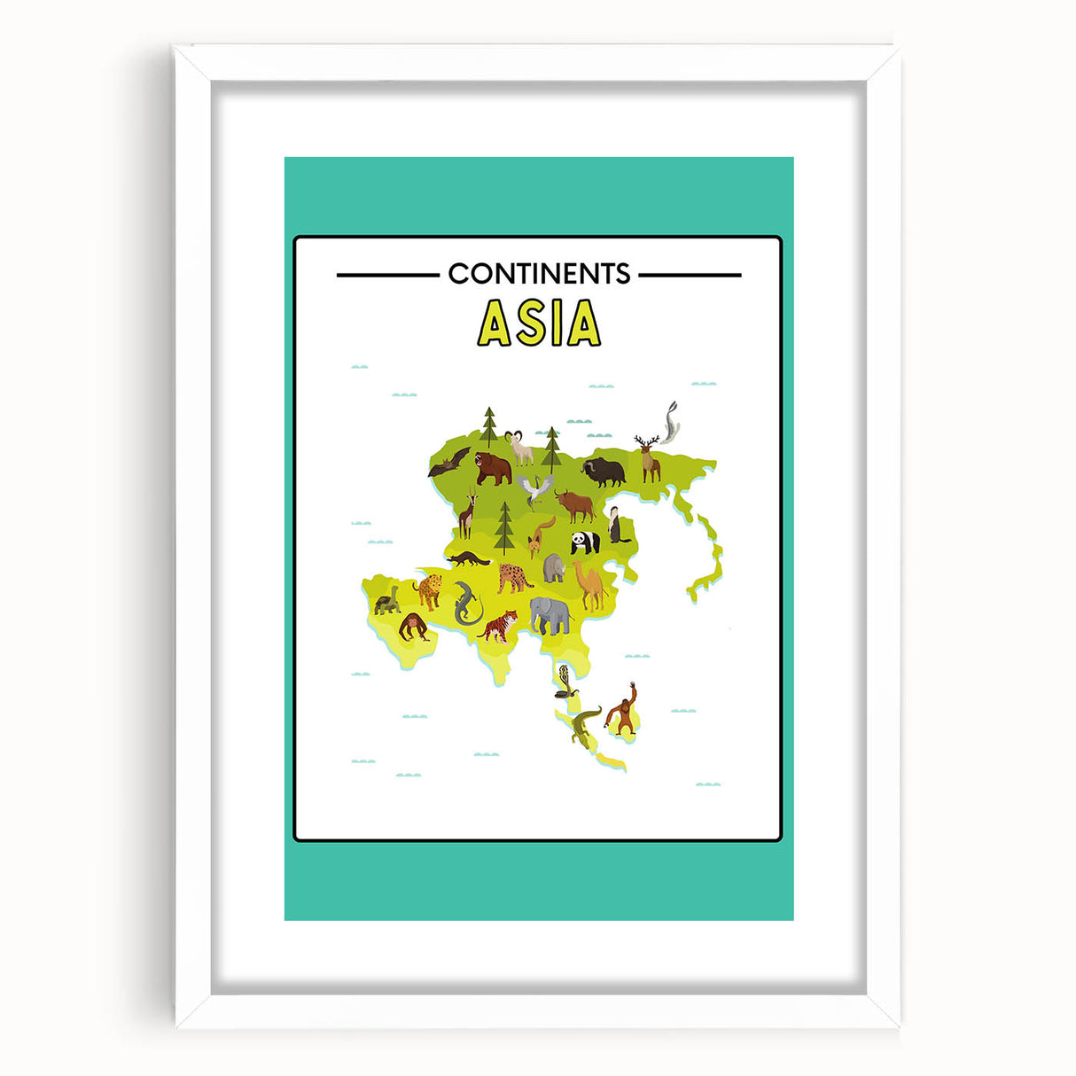 Kids Educational Wall Art – Asia Continent Map Learning Print