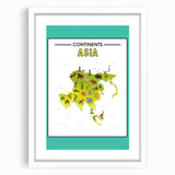 Kids Educational Wall Art – Asia Continent Map Learning Print
