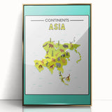Kids Educational Wall Art – Asia Continent Map Learning Print