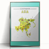 Kids Educational Wall Art – Asia Continent Map Learning Print