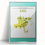 Kids Educational Wall Art – Asia Continent Map Learning Print