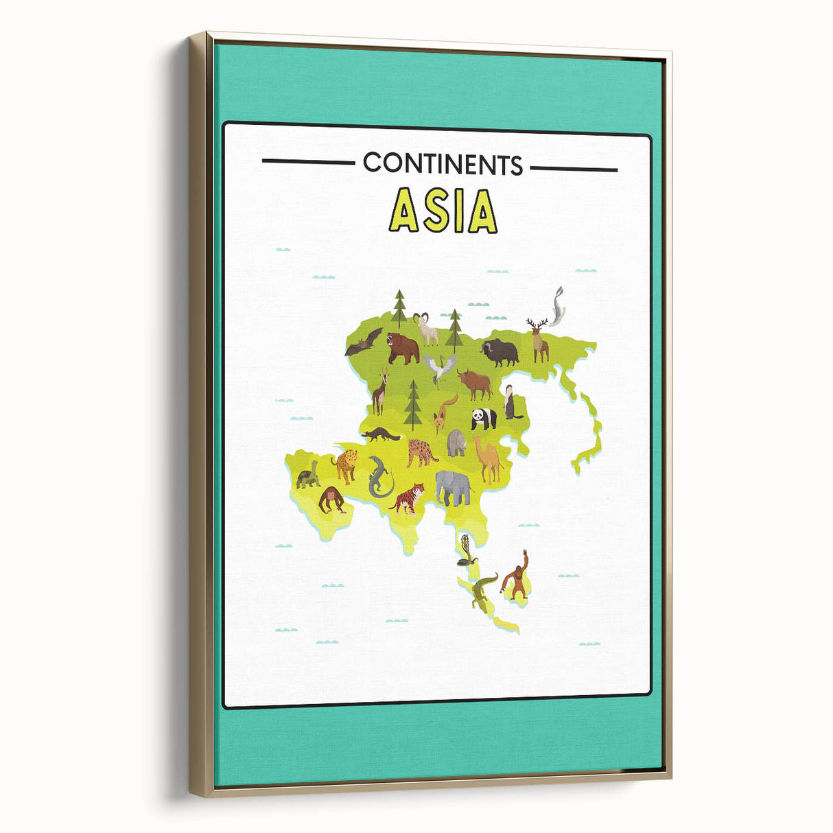 Kids Educational Wall Art – Asia Continent Map Learning Print