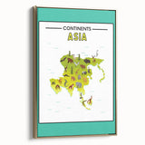 Kids Educational Wall Art – Asia Continent Map Learning Print