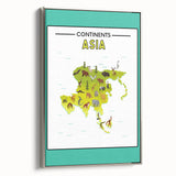 Kids Educational Wall Art – Asia Continent Map Learning Print