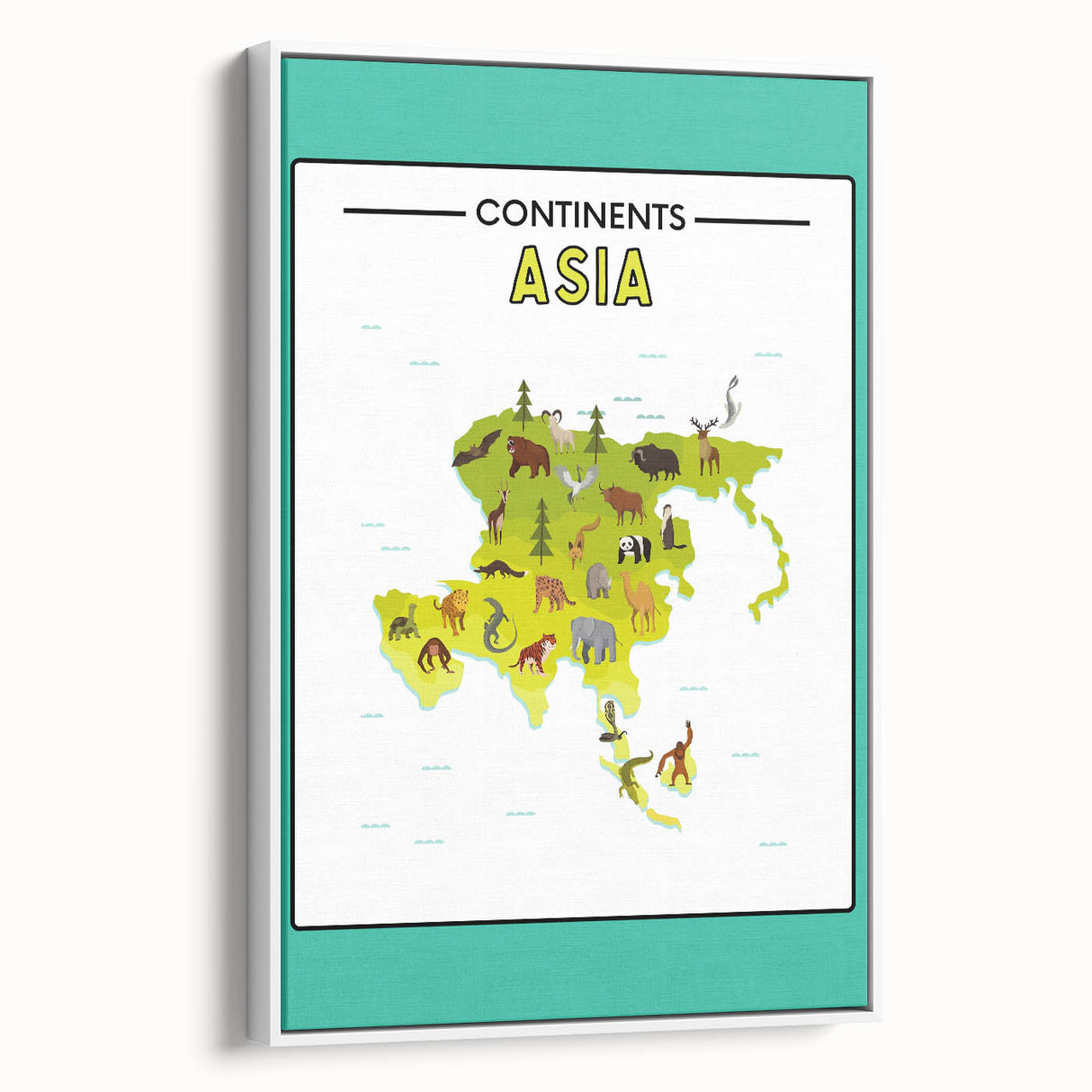 Kids Educational Wall Art – Asia Continent Map Learning Print