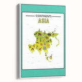 Kids Educational Wall Art – Asia Continent Map Learning Print