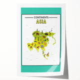 Kids Educational Wall Art – Asia Continent Map Learning Print