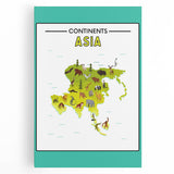 Kids Educational Wall Art – Asia Continent Map Learning Print