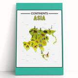 Kids Educational Wall Art – Asia Continent Map Learning Print