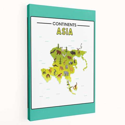 Kids Educational Wall Art – Asia Continent Map Learning Print