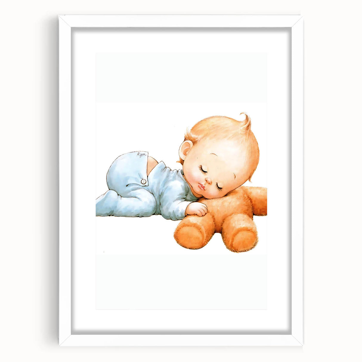 Sleeping Baby Nursery Wall Art - Framed Baby Room Print