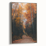 Framed canvas of a vintage landscape painting featuring a colorful autumn scene, ideal for living room decor.
