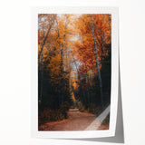 Extra large rolled print of a fall-themed floral art with warm orange and red tones, ideal for dining room wall decor.