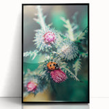 Large abstract wall art depicting spring themes in vibrant green and yellow tones on a black framed acrylic print.