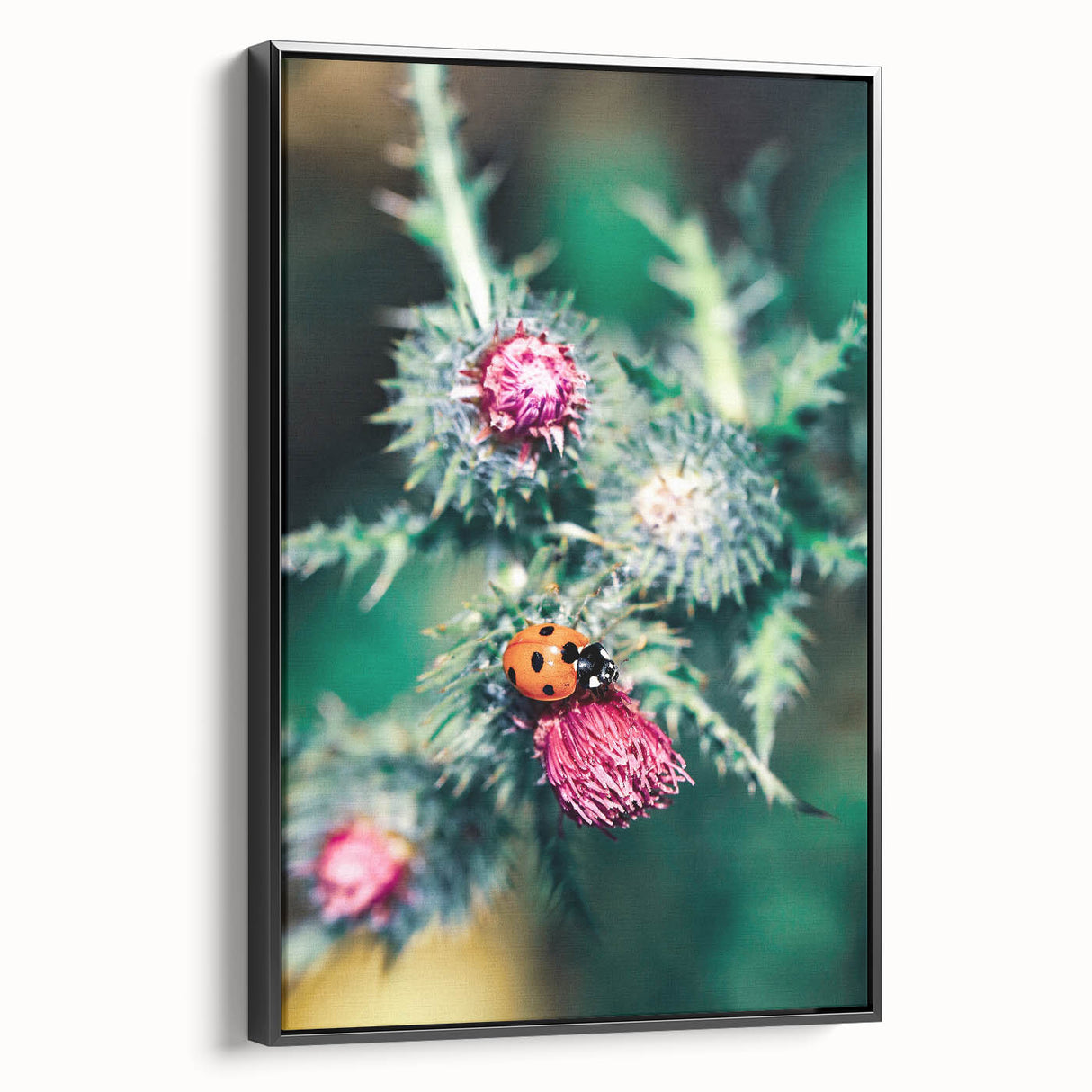 Black and white vintage poster art of a spring landscape on framed canvas, ideal for bedroom decor.