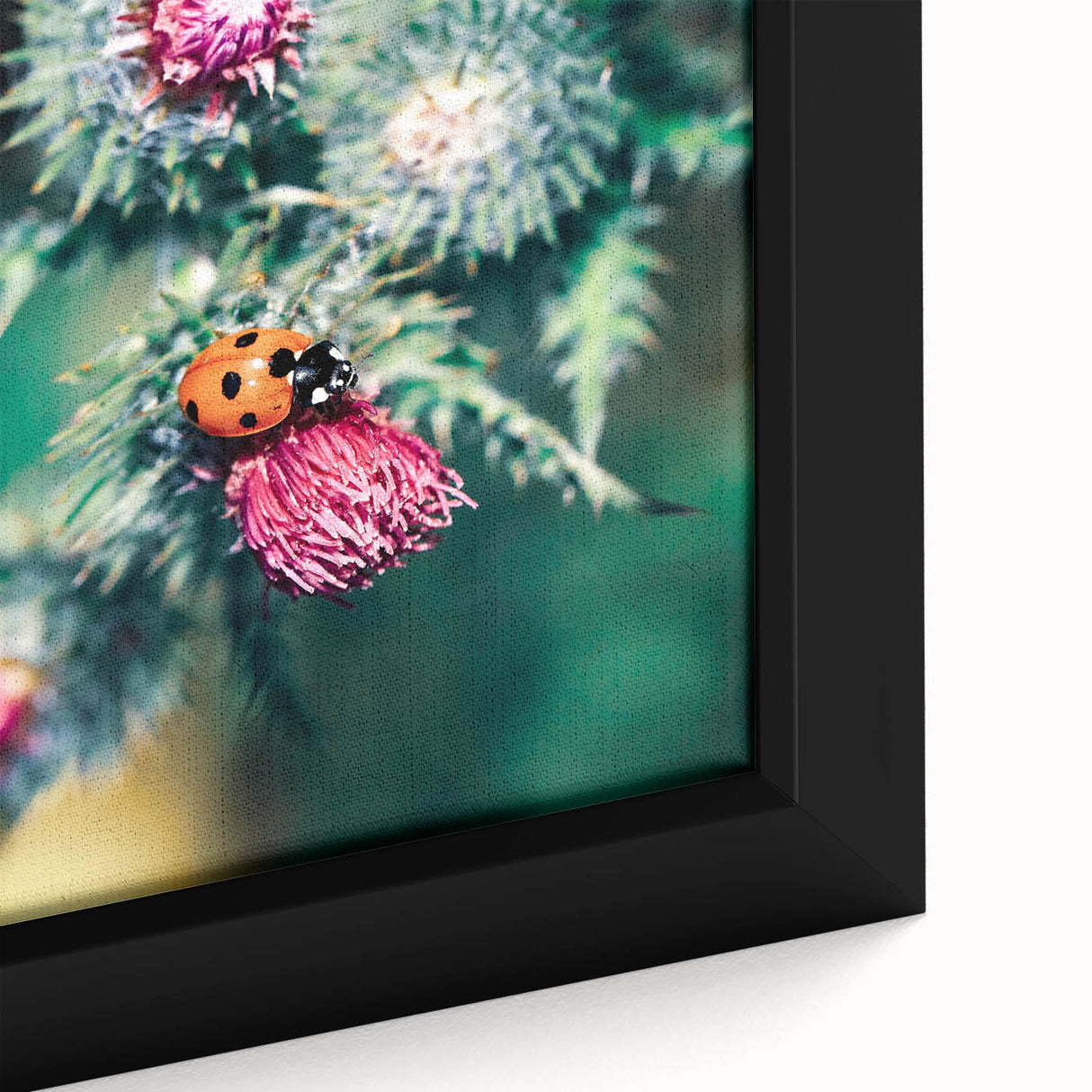 Extra large framed canvas featuring textured, colorful art with black accents, ideal for living room decor.