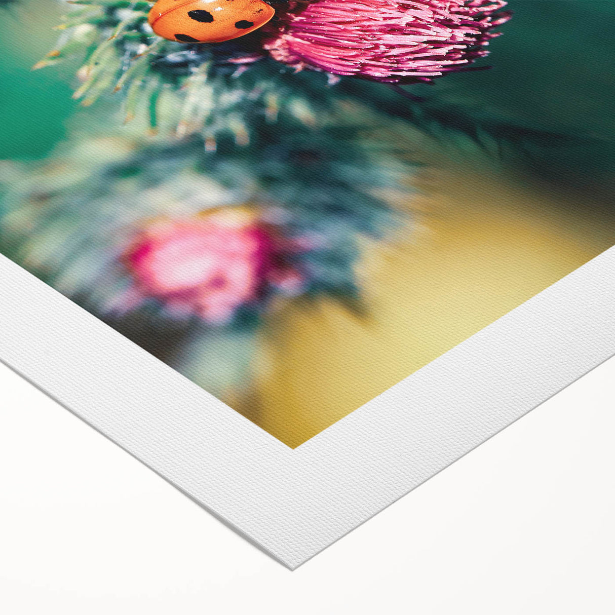 Art deco poster featuring a stylized spring scene in soft pastel shades on rolled canvas, suitable for dining room decor.