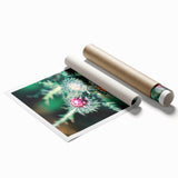Extra large rolled print featuring a vibrant spring floral design in pastel shades, ideal for classy bathroom wall art.