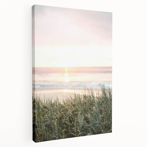 Abstract summer-themed art on stretched canvas featuring warm yellow and orange tones, ideal for kitchen wall art.