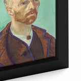 Close-up of a textured, extra large framed canvas depicting a Van Gogh-inspired scene, with vibrant.