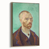 Side view of a framed canvas depicting Van Gogh's landscape painting in gold tones, ideal for bedroom wall art.