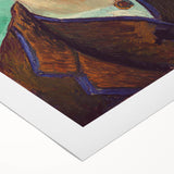 Art deco poster of a Van Gogh painting on rolled canvas, featuring vibrant blues and yellows, ideal for dining room decor.