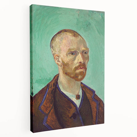 Side view of a stretched canvas featuring a Van Gogh-inspired abstract design in vibrant yellow and blue tones.