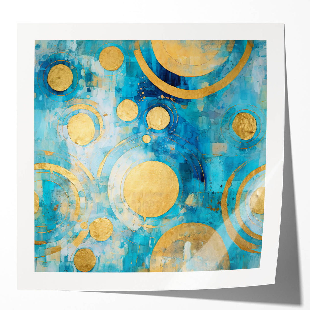 Abstract wall art print showcasing dynamic strokes in vibrant colors, perfect for modern decor. Glossy finish enhances visual appeal, ideal for living spaces.