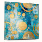 Abstract wall art featuring colorful strokes on acrylic glass, viewed from the side, showcasing its sleek design without visible pins, perfect for modern decor.