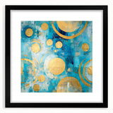 Abstract wall art print showcasing vibrant strokes in bold colors, framed with a sleek black mat, perfect for modern home decor or office aesthetics.