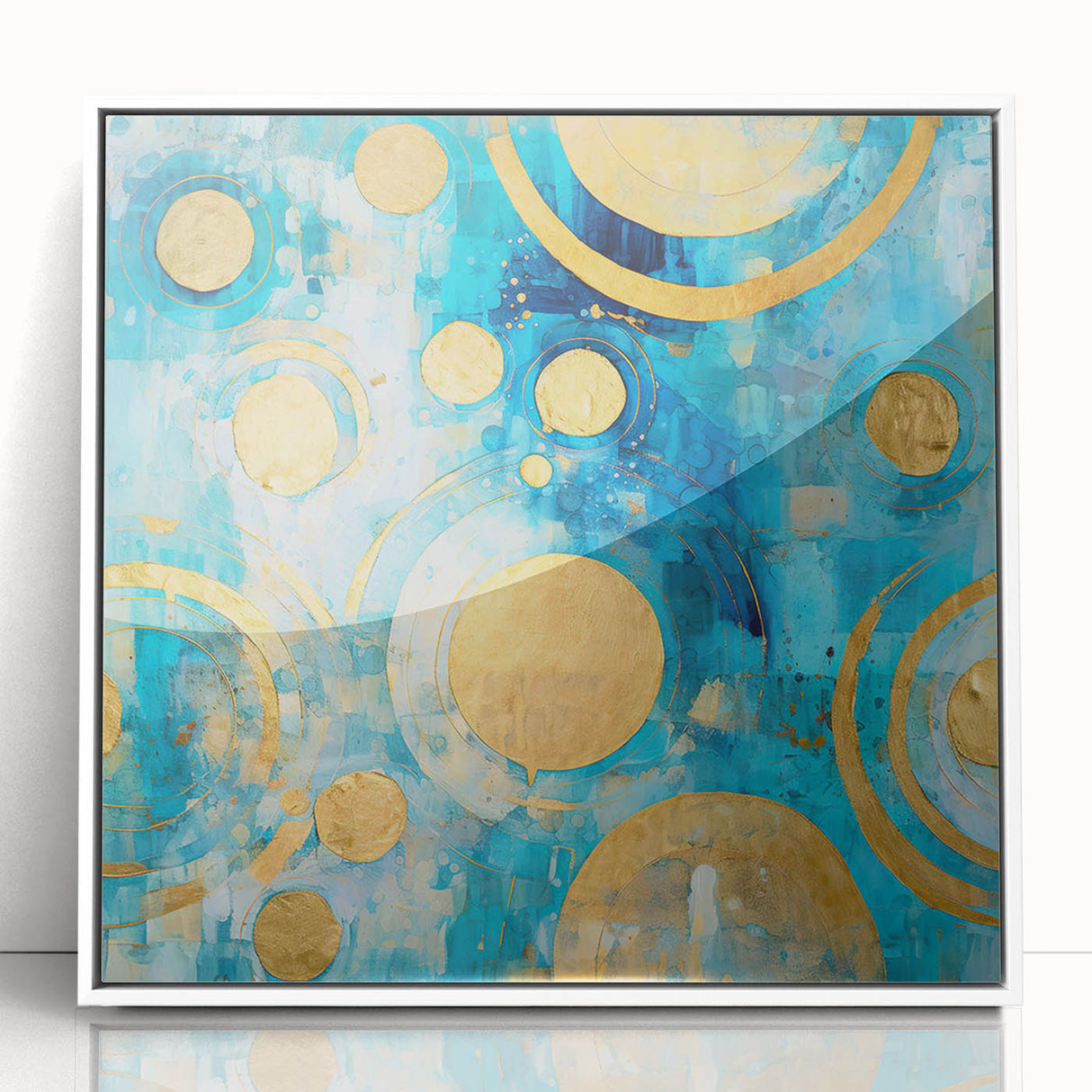 Framed acrylic wall art featuring abstract strokes in vibrant colors, set against a white background, ideal for modern home decor. Perfect for adding a contemporary touch to living spaces.