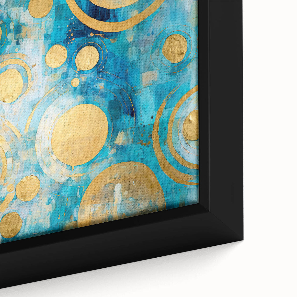 Framed canvas wall art featuring an abstract design with vibrant strokes in blue, orange, and green tones, highlighting a modern artistic style ideal for contemporary decor.