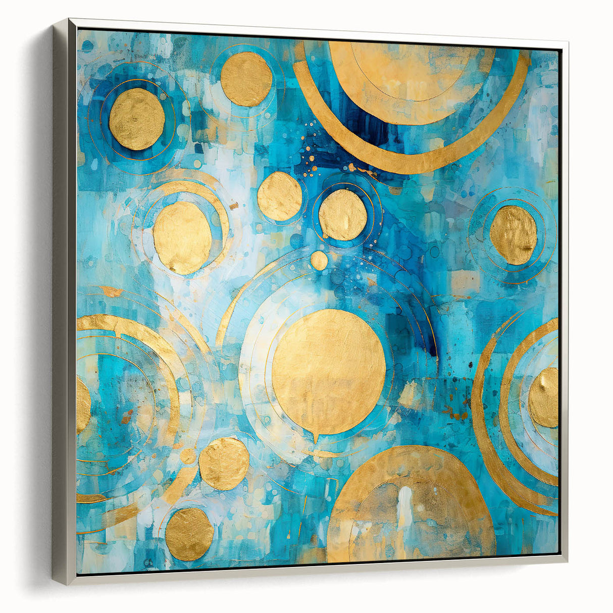 Framed canvas wall art showcasing abstract strokes in silver tones, designed to enhance modern decor with its elegant side view and artistic flair.