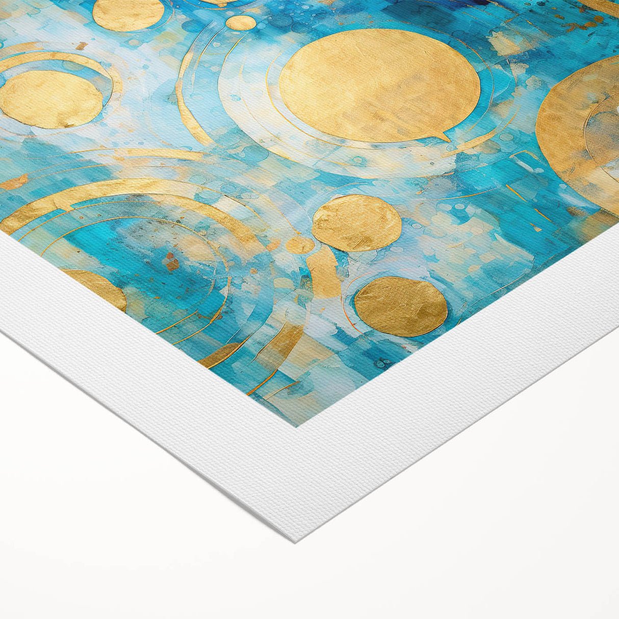 Abstract wall art on rolled canvas showcasing vibrant strokes in shades of blue, pink, and gold, ideal for modern home decor. Perfect for adding a pop of color to any room.
