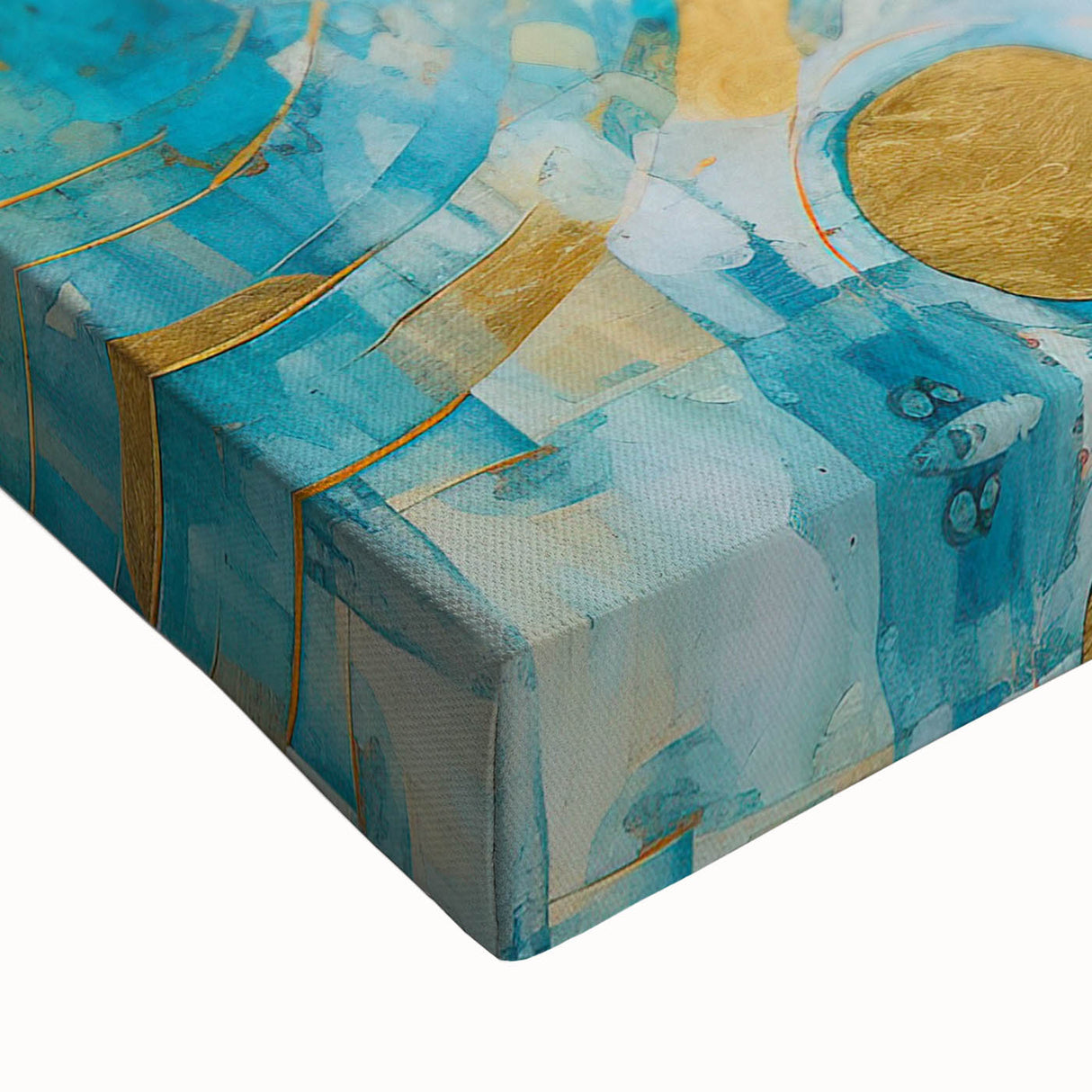 Close-up of abstract strokes wall art on stretched canvas, showcasing vibrant colors and intricate textures, ideal for modern home decor and art enthusiasts.