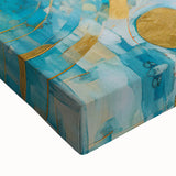Close-up of abstract strokes wall art on stretched canvas, showcasing vibrant colors and intricate textures, ideal for modern home decor and art enthusiasts.