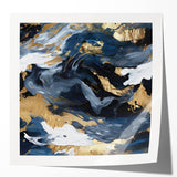 Abstract wall art design showcasing vibrant strokes in shades of blue, orange, and yellow, perfect for modern decor. Ideal for adding a pop of color to any room.